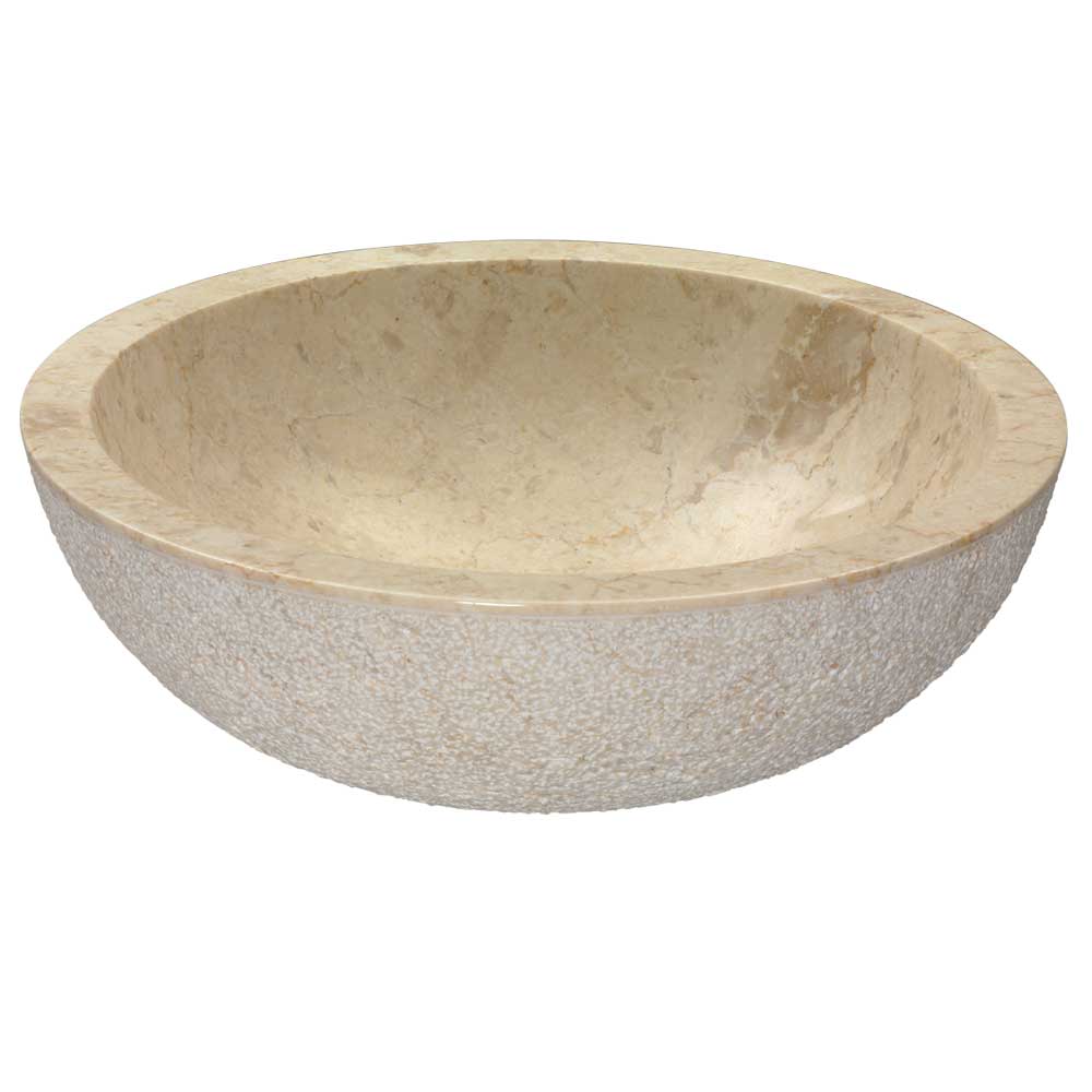 Lavabo da Appoggio in Marmo Tondo Beige Bocciardato by CeramicStore | Lo specialista del tuo bagno