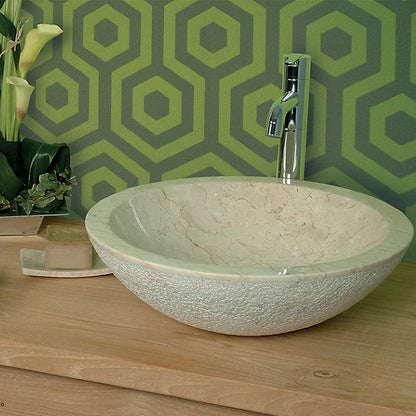 Lavabo da Appoggio in Marmo Tondo Beige Bocciardato by CeramicStore | Lo specialista del tuo bagno