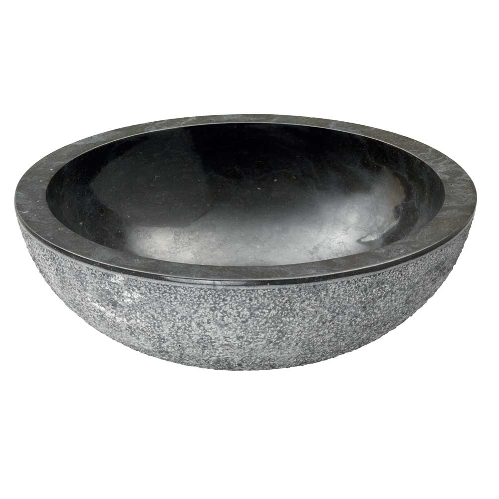 Lavabo da Appoggio in Marmo Tondo Nero Bocciardato by CeramicStore | Lo specialista del tuo bagno