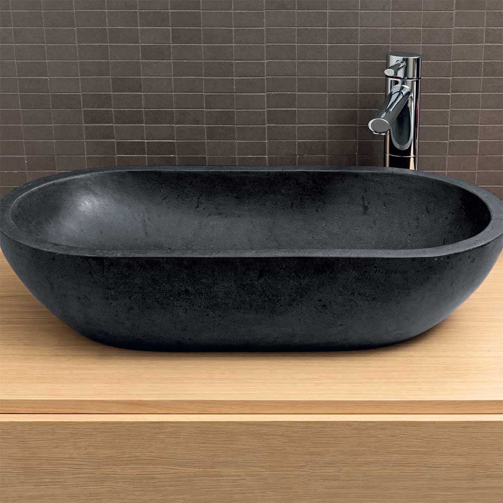 Lavabo da Appoggio in Marmo Ovale Nero by CeramicStore | Lo specialista del tuo bagno