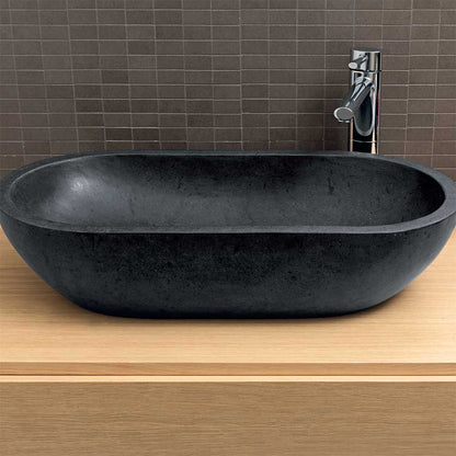 Lavabo da Appoggio in Marmo Ovale Nero by CeramicStore | Lo specialista del tuo bagno