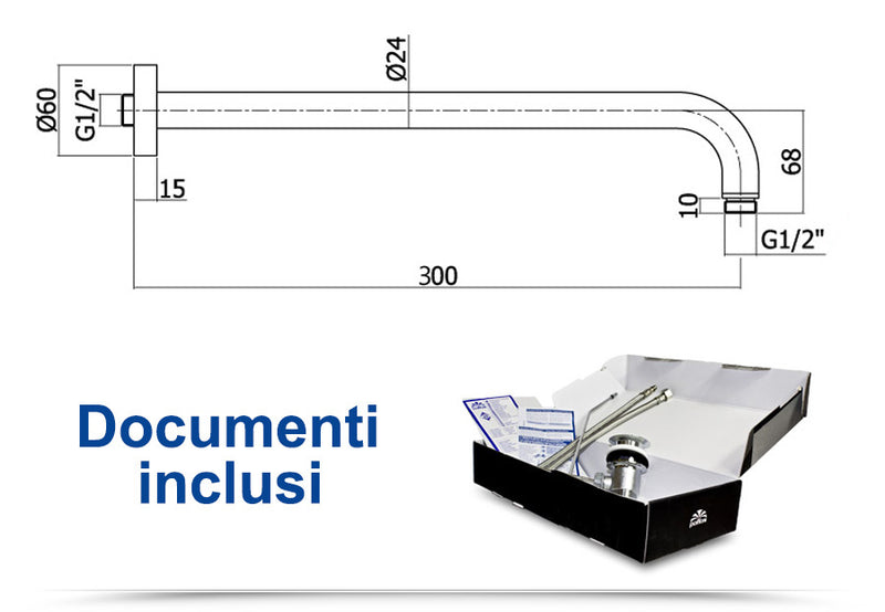 Braccio doccia Paffoni 30 cm, elegante e in stile lusso modello ZSOF035CR Cromo Paffoni by CeramicStore | Lo specialista del tuo bagno