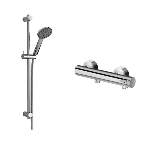 Set Saliscendi doccia Giada con doccia tonda e asta in metallo e miscelatore doccia esterno Cromo Paffoni by CeramicStore | Lo specialista del tuo bagno