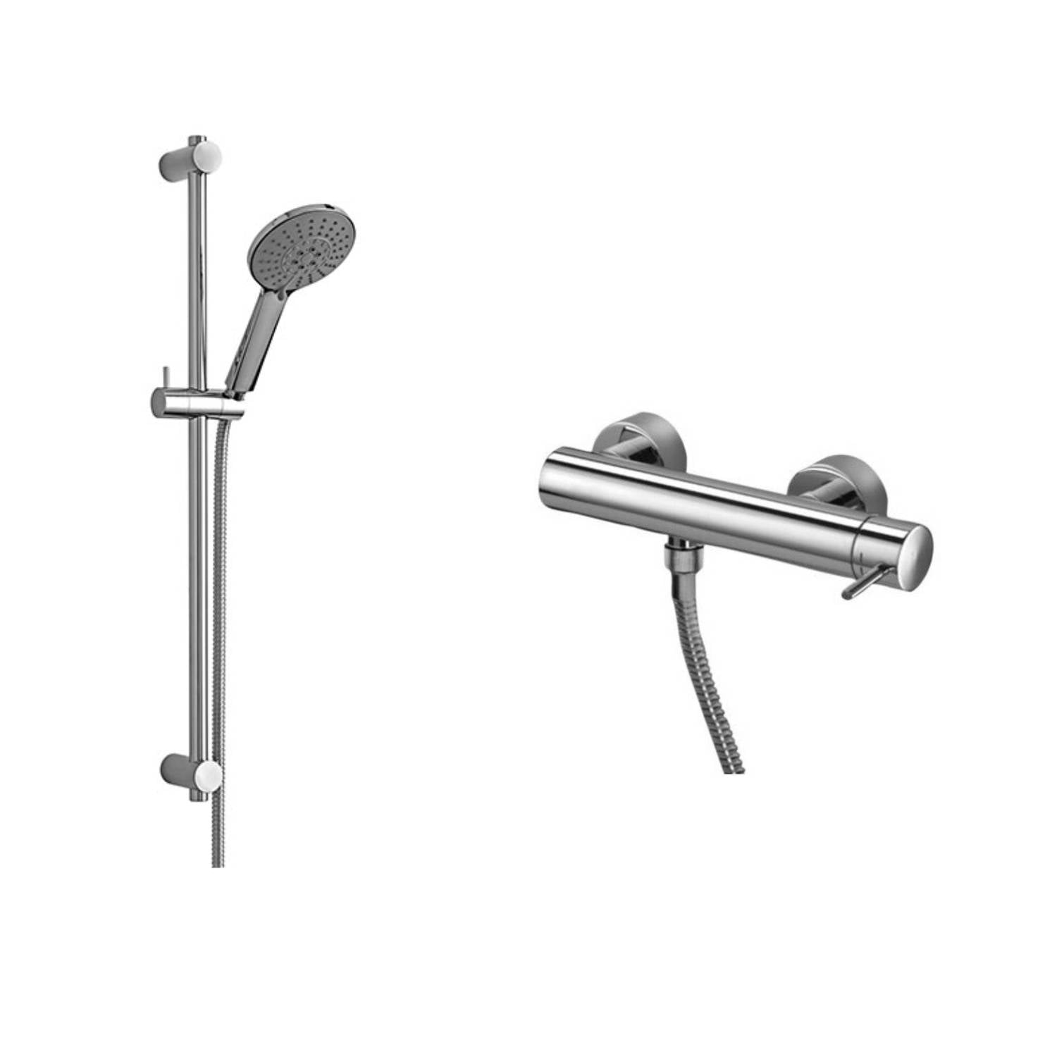Saliscendi con asta in metallo e doccia 4 getti con miscelatore monocamonado Cromo Paffoni by CeramicStore | Lo specialista del tuo bagno