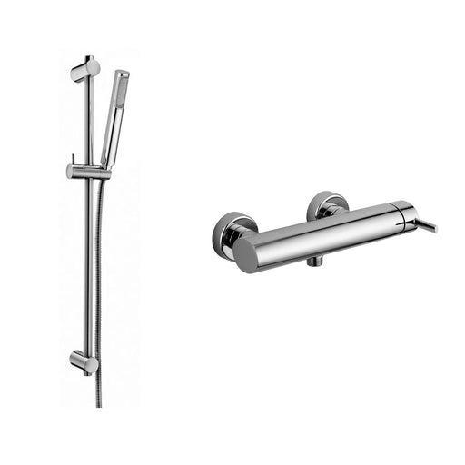 Set saliscendi con doccia tonda minimale e miscelatore doccia esterno cromo by CeramicStore | Lo specialista del tuo bagno