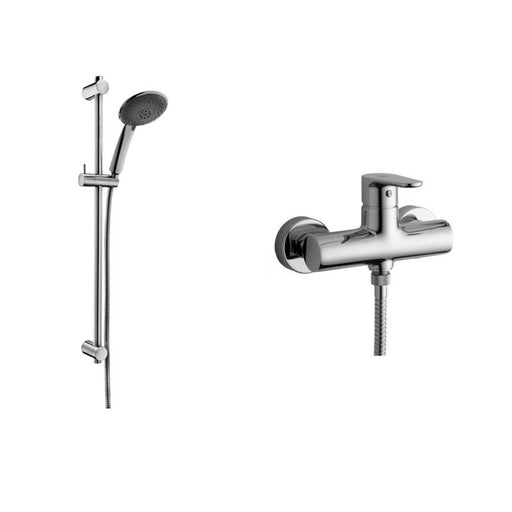 Set saliscendi con asta e flessibile in pvc argento Prestige e miscelatore doccia esterno Green cromo Paffoni by CeramicStore | Lo specialista del tuo bagno