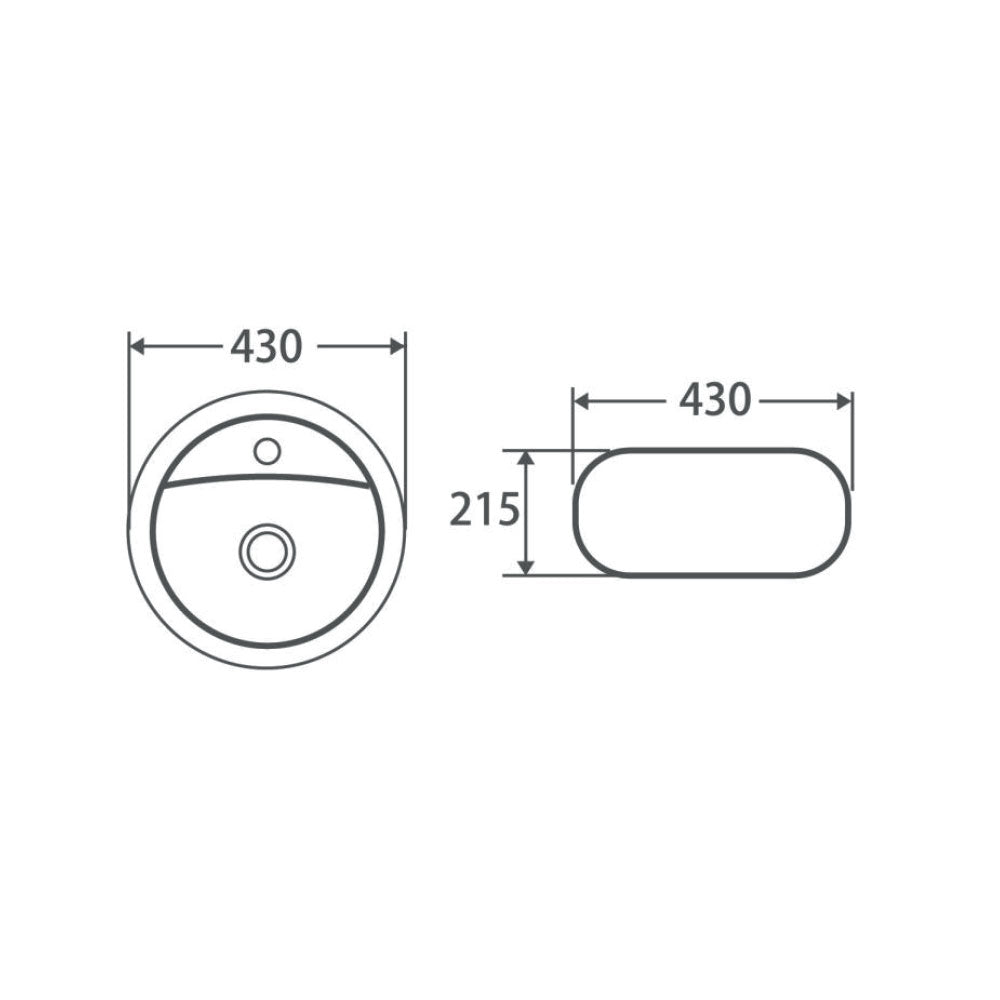 Lavabo da appoggio Rotondo diametro 43 cm Bianco Lucido Ceramica Althea collezione NEK con foro rubinetto