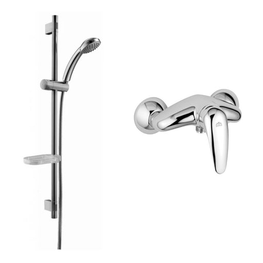 Set saliscendi doccia con asta in metallo e doccetta tonda monogetto e miscelatore doccia monocomando Cromo Paffoni by CeramicStore | Lo specialista del tuo bagno