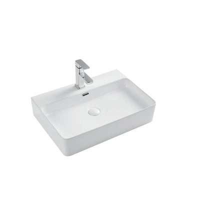 Lavabo da appoggio Rettangolare 60x42 Bianco Lucido Ceramica Althea collezione SPEED con foro rubinetto