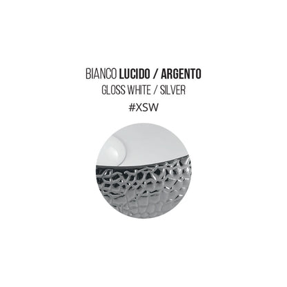 Lavabo da appoggio in ceramica Effetto Metal Luxury diametro 43 cm esterno Argento e interno Bianco lucido Althea NEK con piletta inclusa