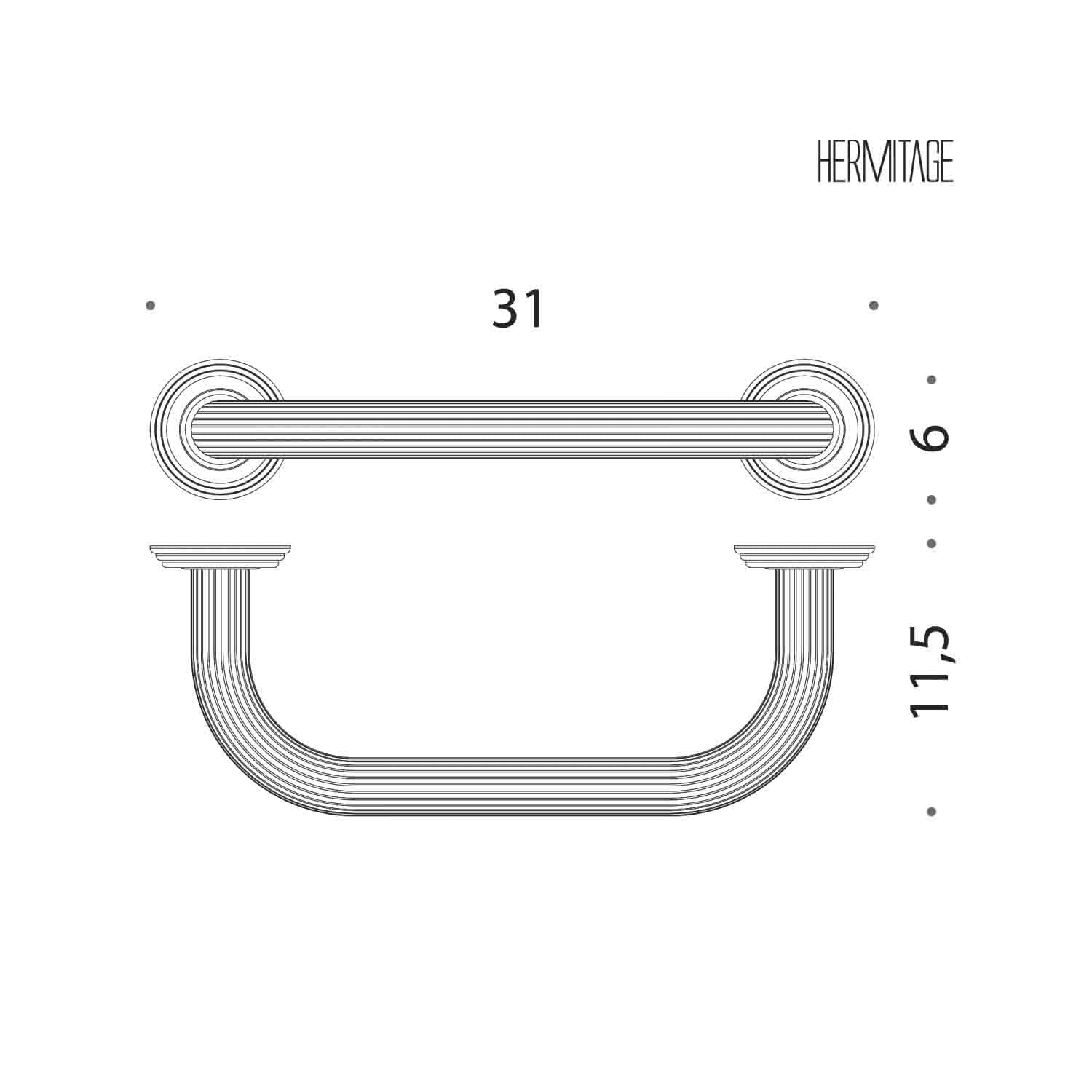 Maniglione 30cm per vasca in ottone cromato collezione Hermitage di Colombo Design by CeramicStore | Lo specialista del tuo bagno