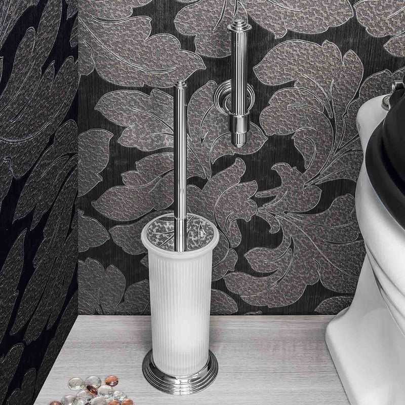 Porta scopino d'appoggio in ottone cromato e vetro Hermitage di Colombo Design by CeramicStore | Lo specialista del tuo bagno