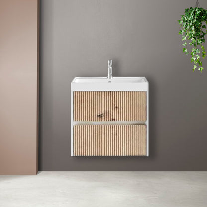 Mobile bagno cannettato ad installazione sospesa con lavabo cm 60 colore rovere oro - Cubi&Co Collezione Pure by CeramicStore | Lo specialista del tuo bagno
