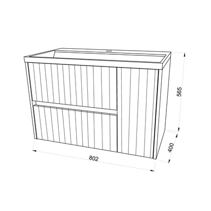 Mobile bagno cannettato ad installazione sospesa con lavabo cm 80 colore grigio antico - Cubi&Co Collezione Pure by CeramicStore | Lo specialista del tuo bagno