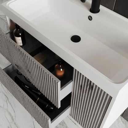 Mobile bagno cannettato ad installazione sospesa con lavabo cm 100 colore grigio antico - Cubi&Co Collezione Pure by CeramicStore | Lo specialista del tuo bagno
