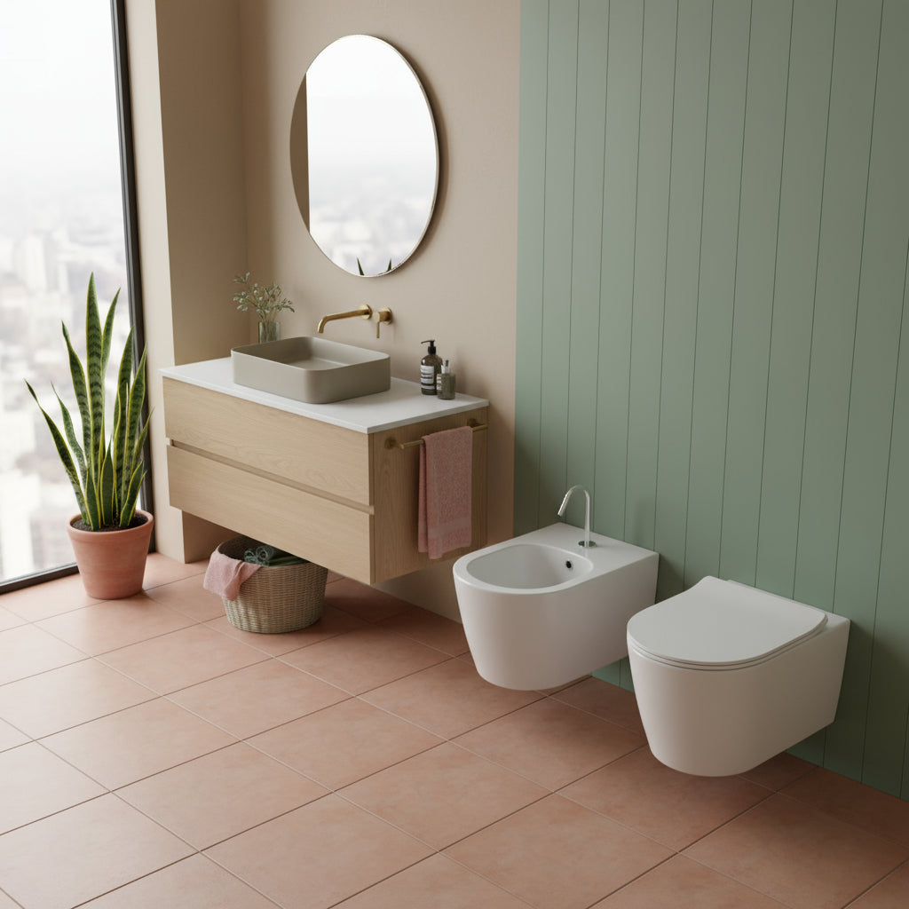 Sanitari Sospesi senza brida Domus Falerii  Foglia Medium rimfree