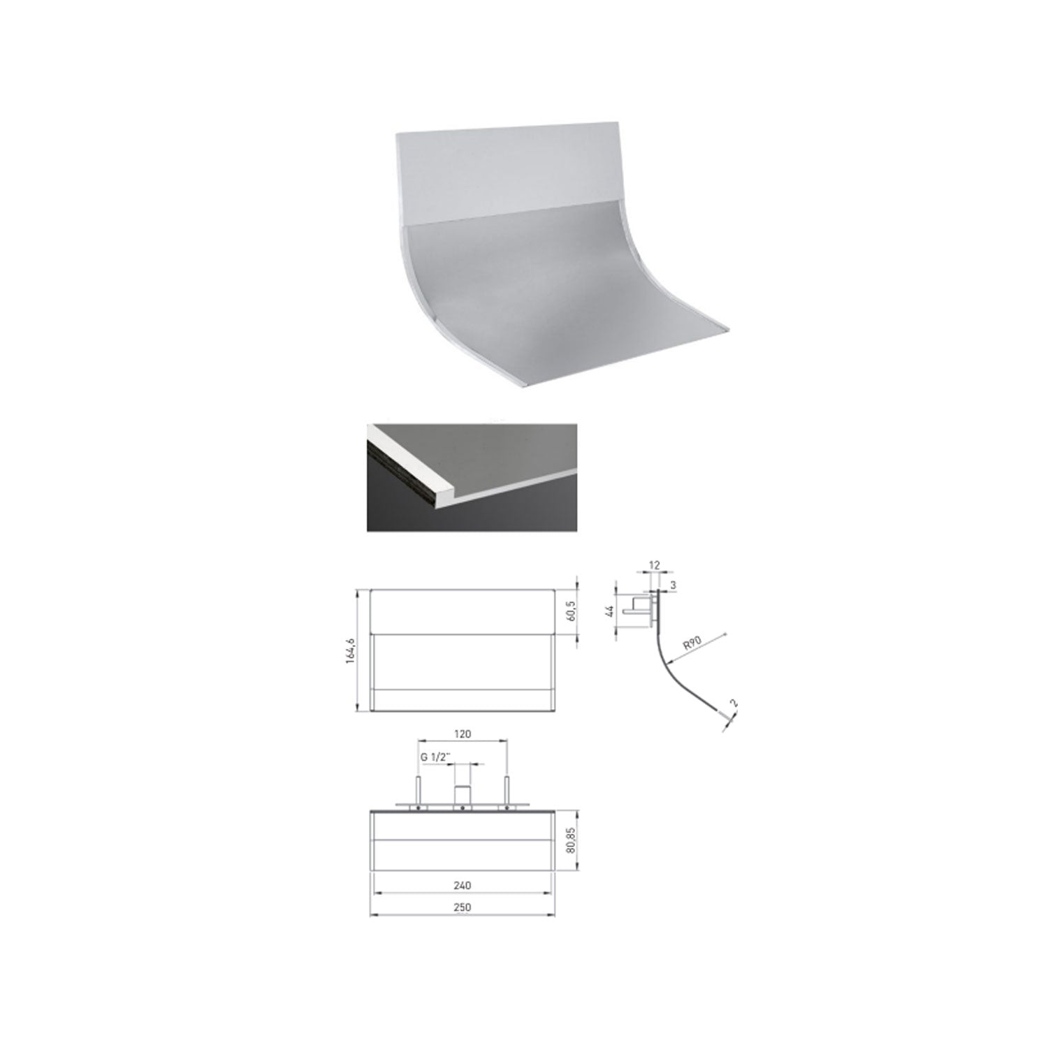 Soffione a cascata doccia in acciaio inox cromato con fissaggio al muro serie Tucano Keller Taps by CeramicStore | Lo specialista del tuo bagno