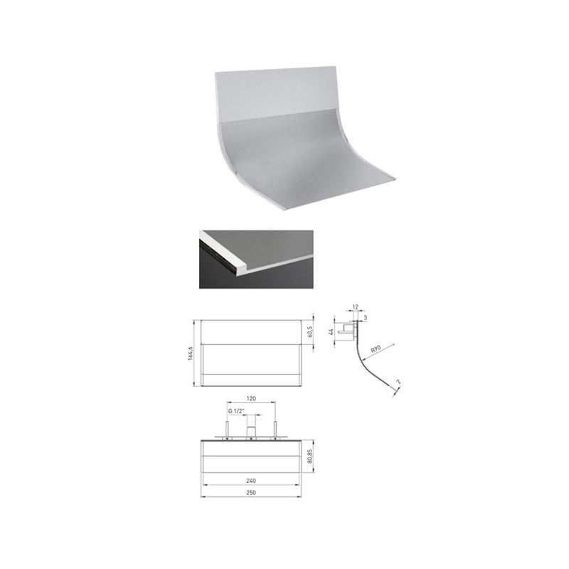 Soffione a cascata doccia in acciaio inox cromato con fissaggio al muro serie Tucano Keller Taps by CeramicStore | Lo specialista del tuo bagno