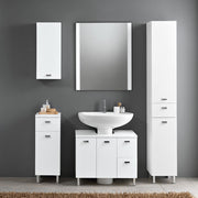 Mobile bagno a terra modello Rimini11 cm 132x195x43,5 laccato lucido bianco by CeramicStore | Lo specialista del tuo bagno