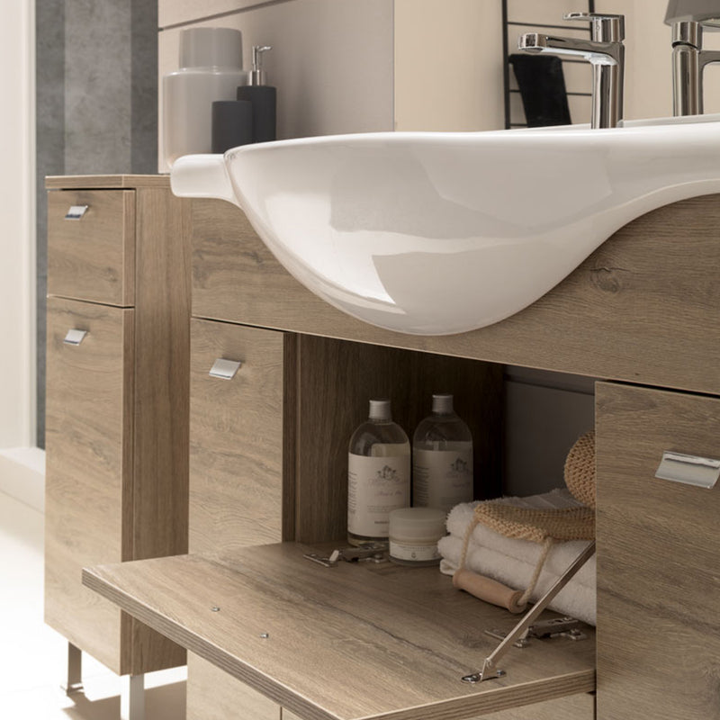 Mobile bagno a terra modello Rimini03 cm 165x195x50 finitura rovere nabucco by CeramicStore | Lo specialista del tuo bagno
