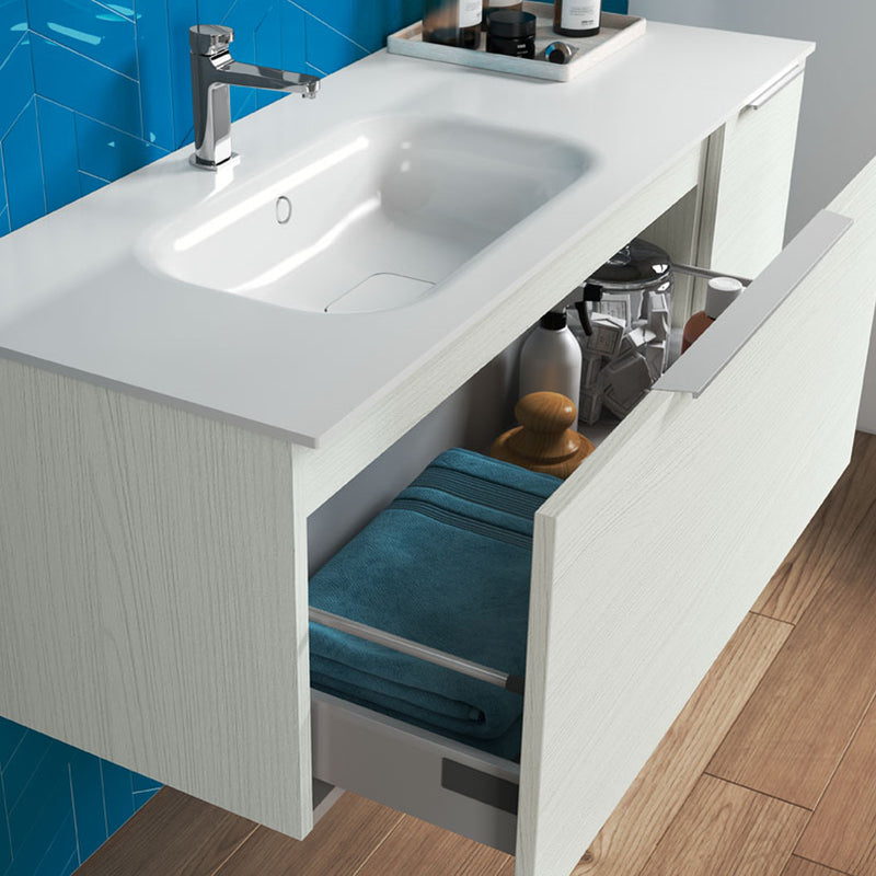 Mobile bagno sospeso modello Portland 01 120 cm con lavabo e specchio color Aralie by CeramicStore | Lo specialista del tuo bagno