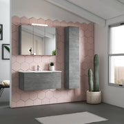 Mobile bagno sospeso modello Portland 02 120 cm con lavabo colonna e specchio color Cemento by CeramicStore | Lo specialista del tuo bagno