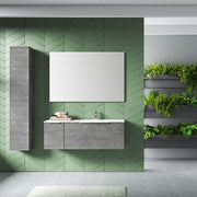 Mobile bagno sospeso modello Portland03 150 cm con lavabo colonna e specchio color Cemento by CeramicStore | Lo specialista del tuo bagno