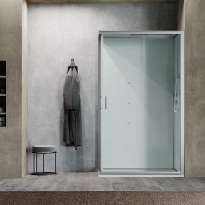 Cabina doccia multifunzione Ercole Plus cm 120x70 con idrogetti dorsali Bluetooth e Cromoterapia- Versione Destra by CeramicStore | Lo specialista del tuo bagno