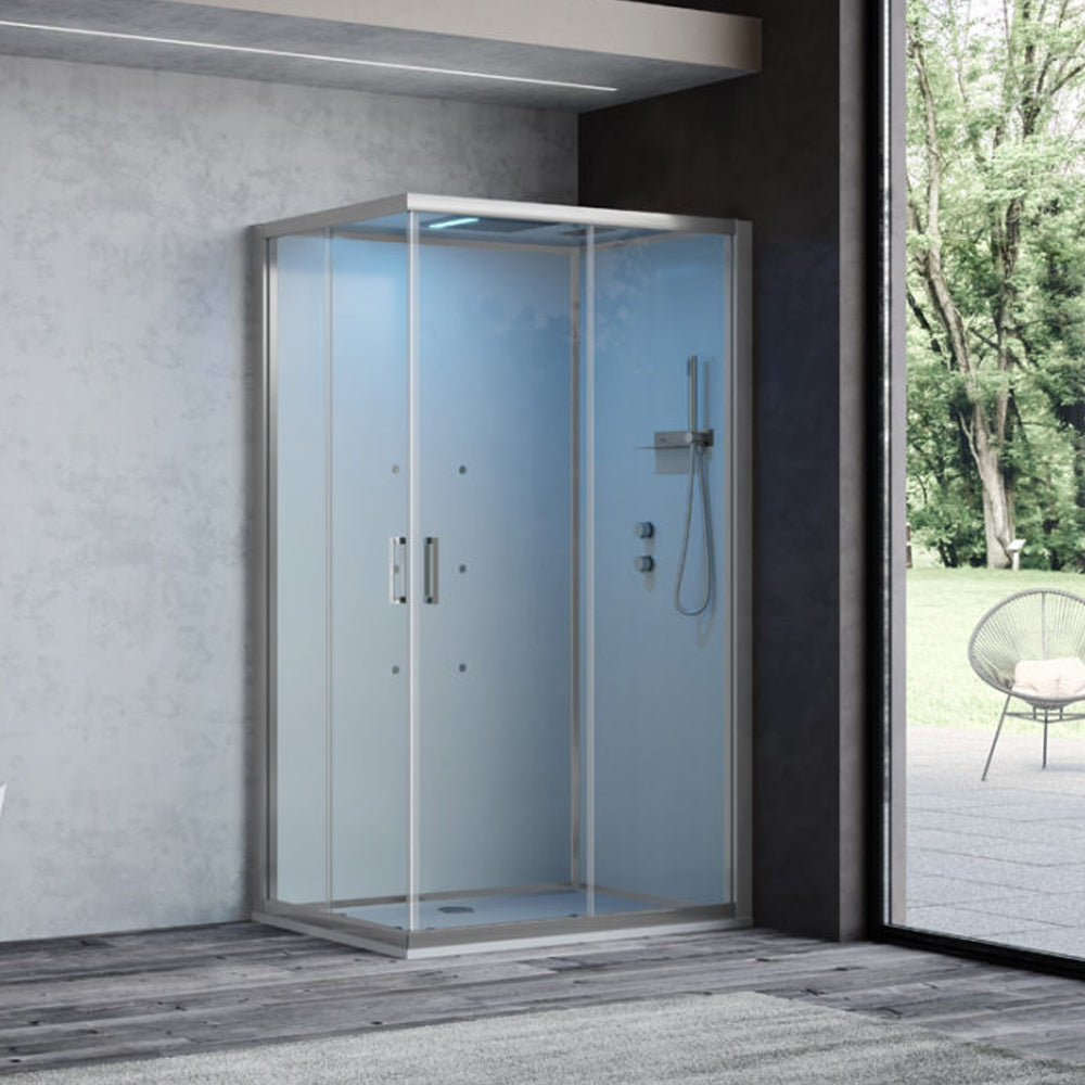 Cabina doccia multifunzione Ercole Plus cm 120x70 con idrogetti dorsali Bluetooth e Cromoterapia- Versione Destra by CeramicStore | Lo specialista del tuo bagno