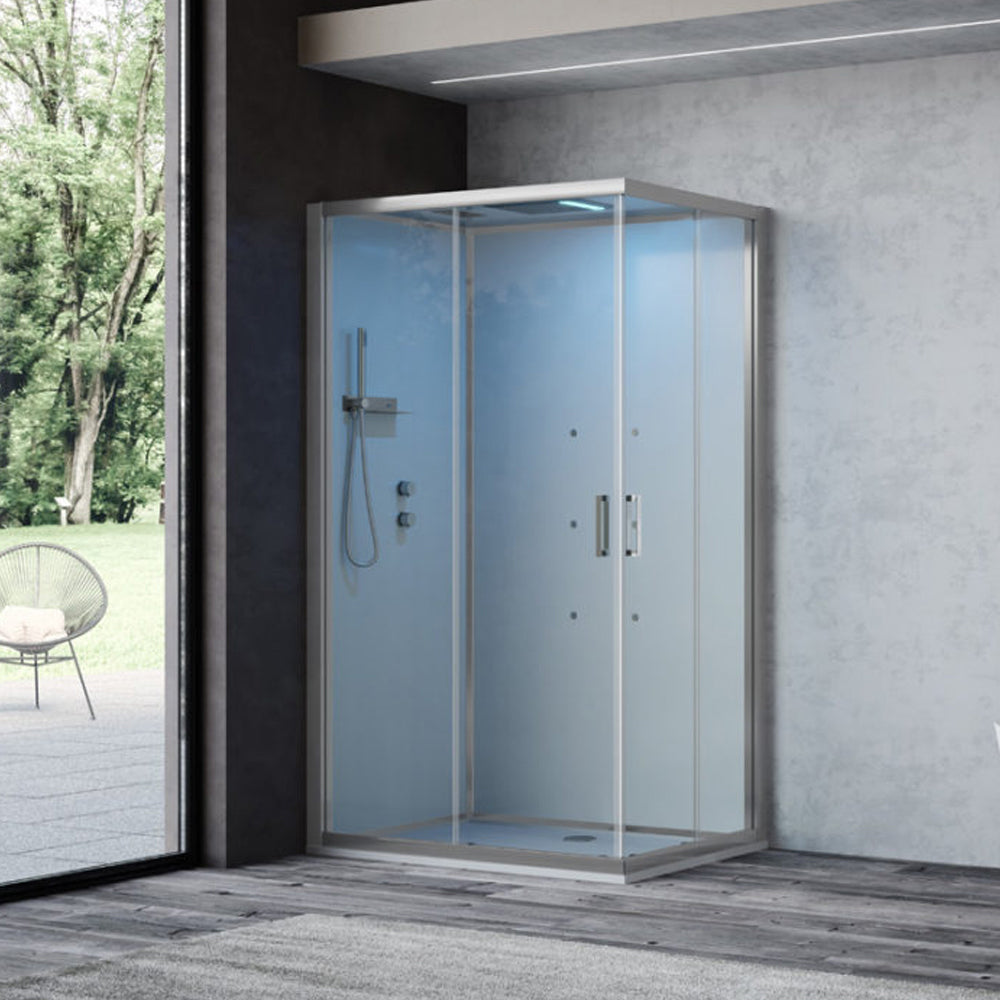 Cabina doccia multifunzione Ercole Plus cm 120x80 con idrogetti dorsali Bluetooth e Cromoterapia- Versione Sinistra by CeramicStore | Lo specialista del tuo bagno