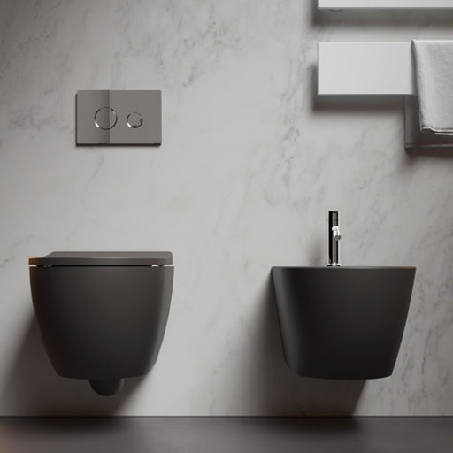 Coppia di WC e bidet sospeso Domus Falerii collezione Fogliolina meteorite