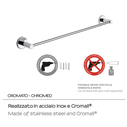 Porta asciugamani 60 cm in Acciaio Inox e Cromall Gedy serie Felce - Cromato by CeramicStore | Lo specialista del tuo bagno