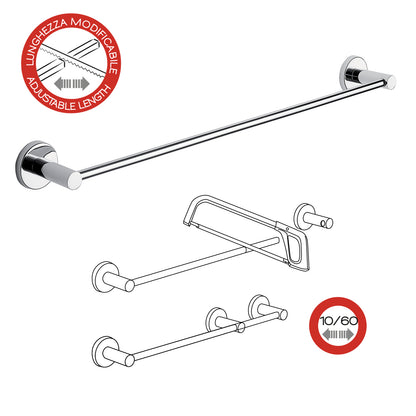 Porta asciugamani 60 cm in Acciaio Inox e Cromall Gedy serie Felce - Cromato by CeramicStore | Lo specialista del tuo bagno