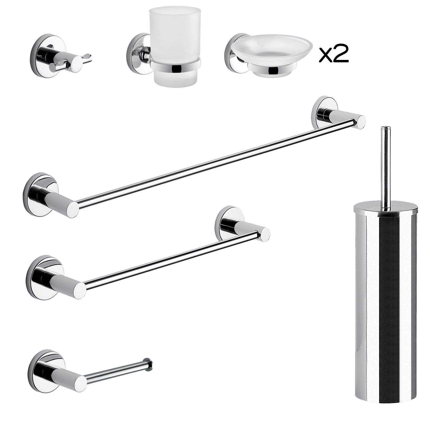Set 8 pezzi in Acciaio Inox e Cromall Gedy serie Felce - Cromato by CeramicStore | Lo specialista del tuo bagno