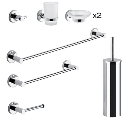 Set 8 pezzi in Acciaio Inox e Cromall Gedy serie Felce - Cromato by CeramicStore | Lo specialista del tuo bagno