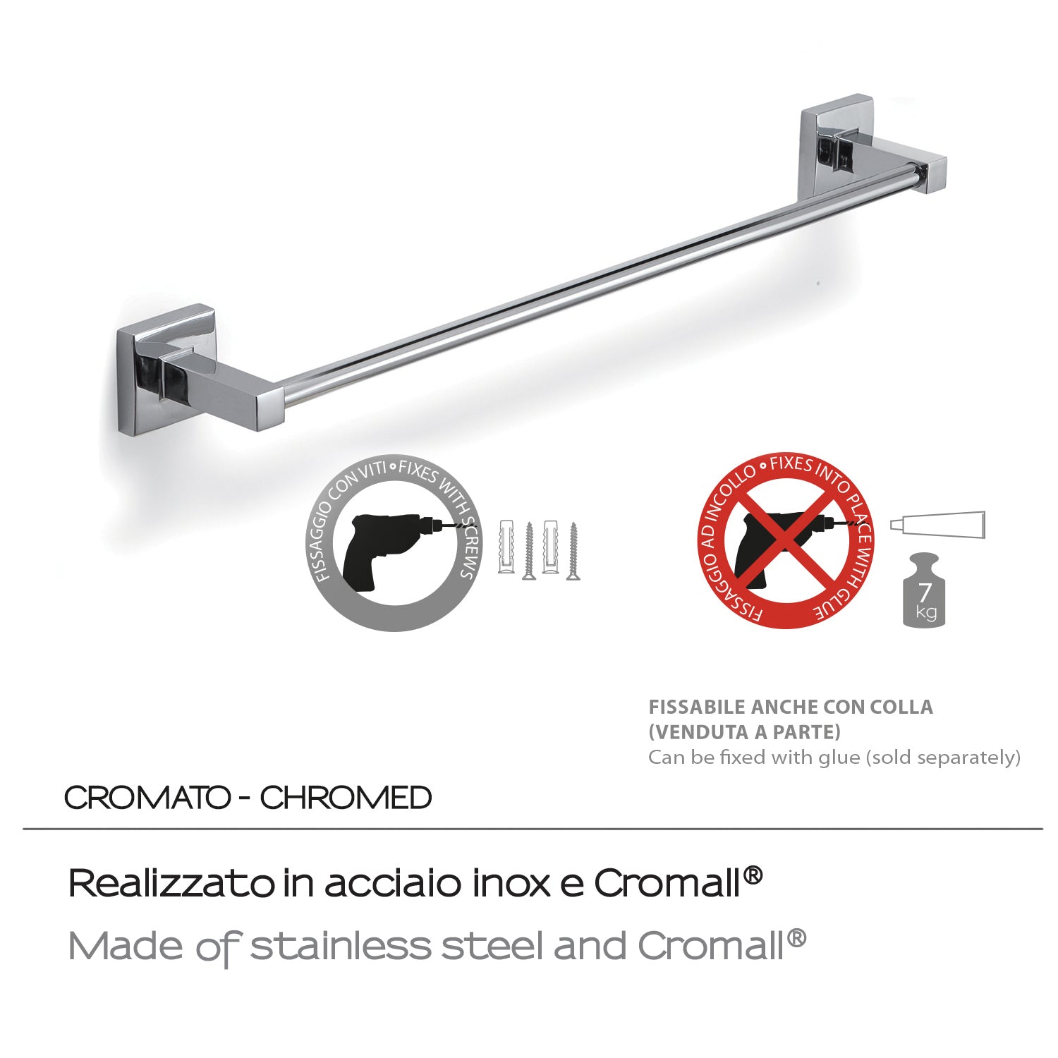 Porta asciugamani 45 cm a muro di Gedy serie Olimpo - Cromato by CeramicStore | Lo specialista del tuo bagno