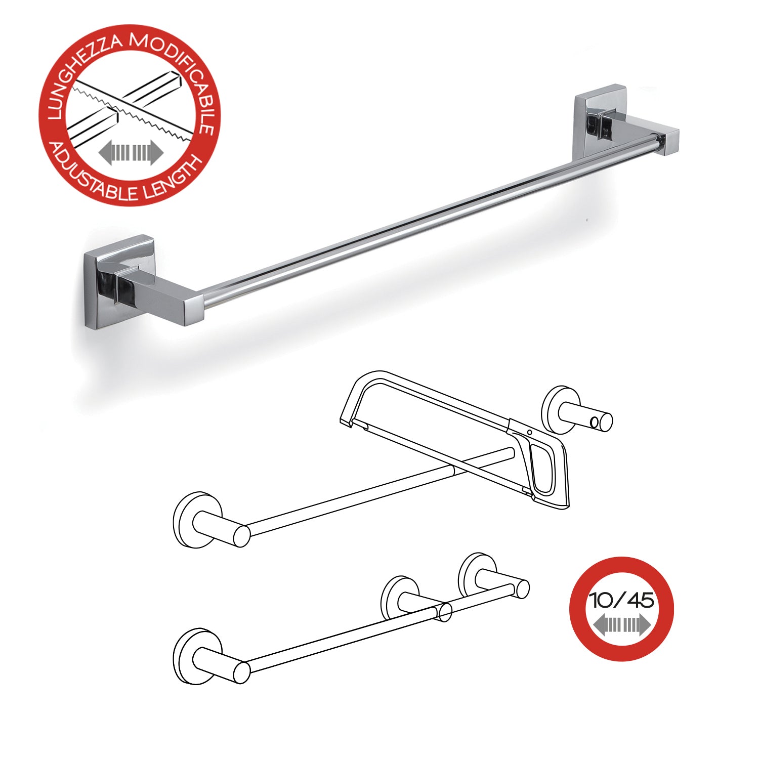 Porta asciugamani 45 cm a muro di Gedy serie Olimpo - Cromato by CeramicStore | Lo specialista del tuo bagno