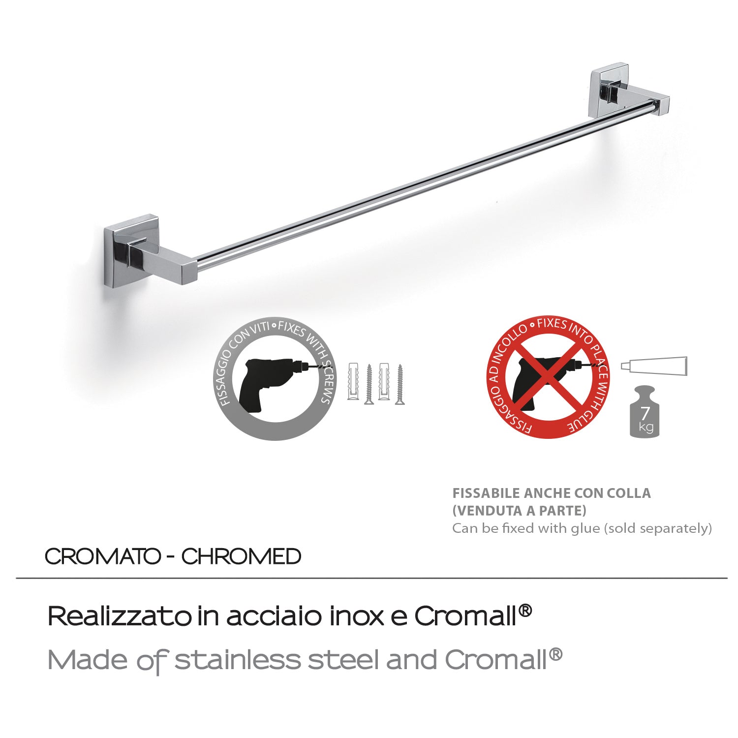 Porta asciugamani 60 cm a muro di Gedy serie Olimpo - Cromato by CeramicStore | Lo specialista del tuo bagno