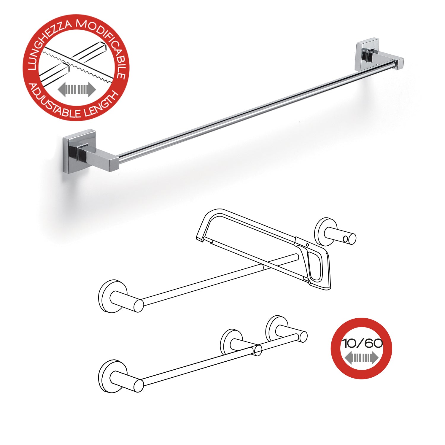 Porta asciugamani 60 cm a muro di Gedy serie Olimpo - Cromato by CeramicStore | Lo specialista del tuo bagno