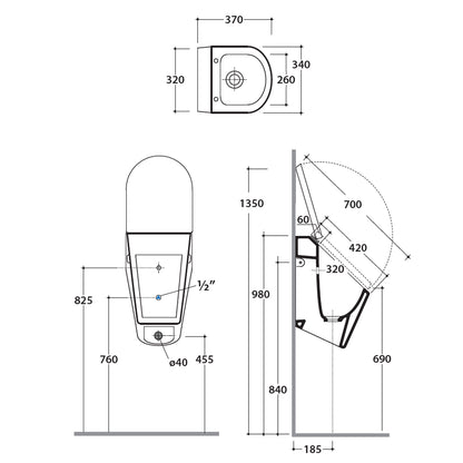 Orinatoio a parete in ceramica bianca modello Forty3 Globo cm 34x37 con sedile chiusura rallentata