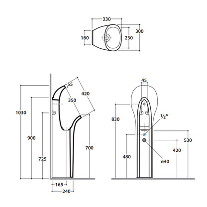 Orinatoio a terra in ceramica bianca modello Olivia Globo