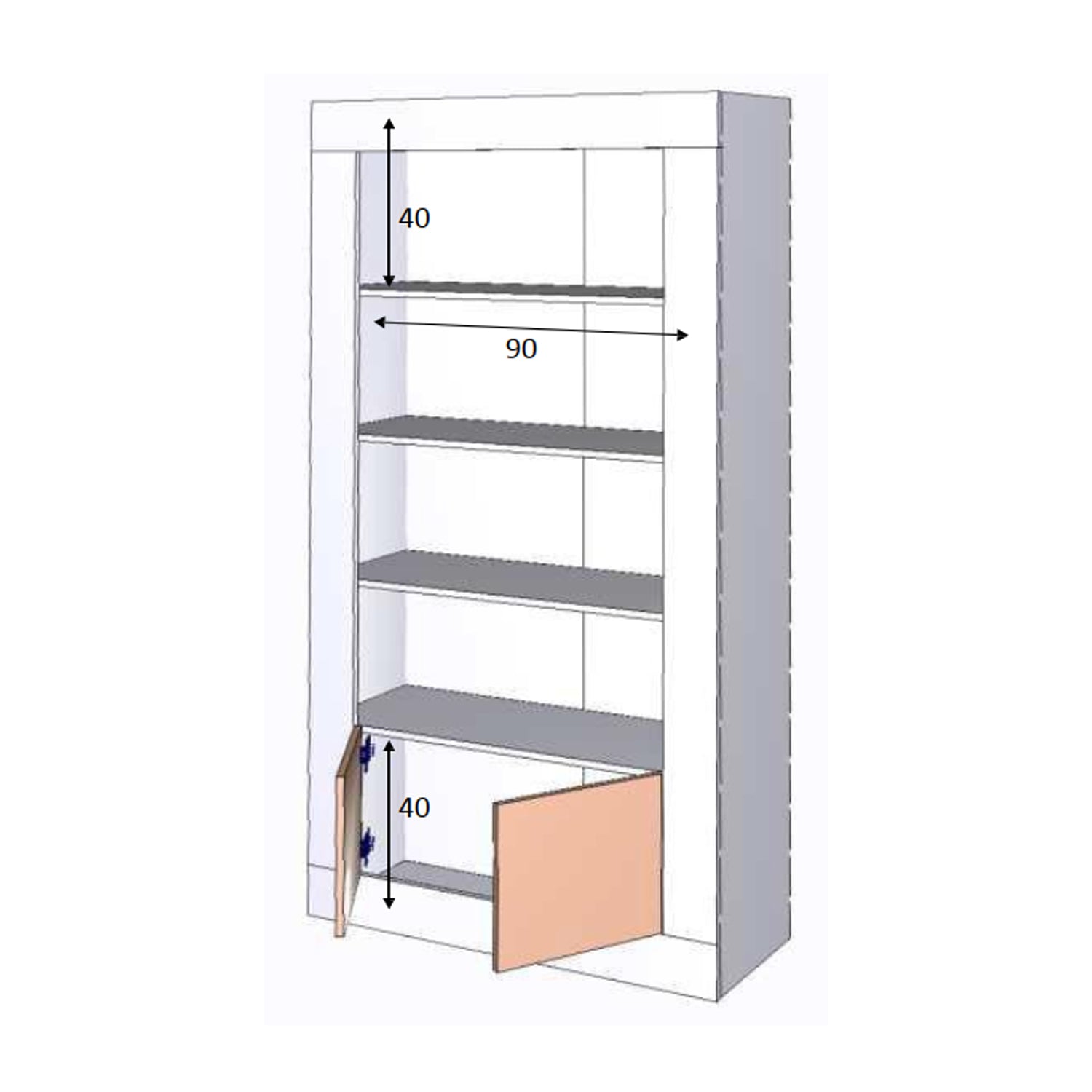 Libreria a 4 ripiani e 2 ante - Bianco Artik by CeramicStore | Lo specialista del tuo bagno