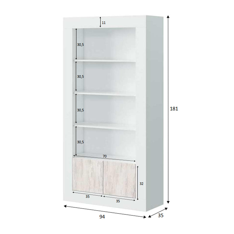 Libreria a 4 ripiani e 2 ante - Bianco Artik by CeramicStore | Lo specialista del tuo bagno