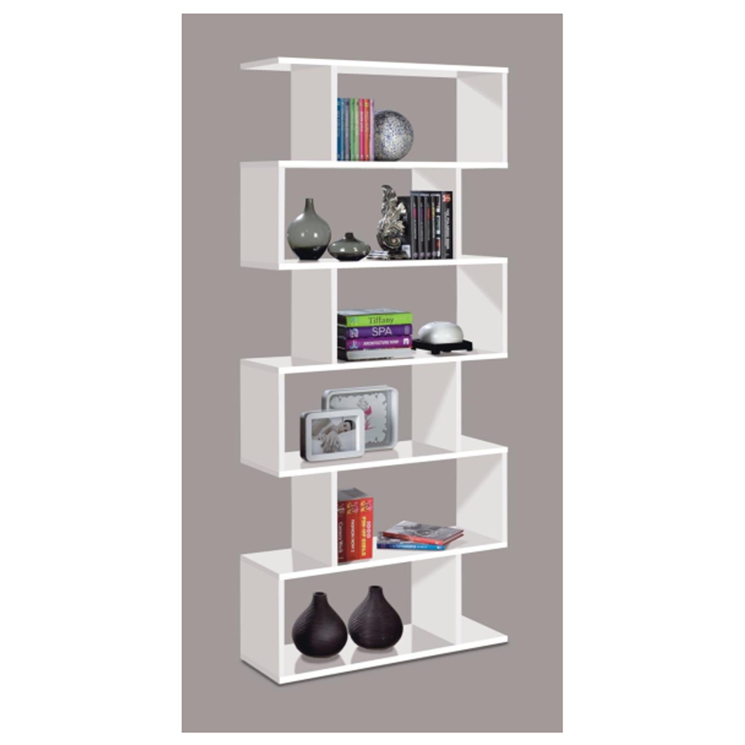 Libreria modello Athena con 6 ripiani 80 x 25 xH192 cm - Bianco lucido by CeramicStore | Lo specialista del tuo bagno