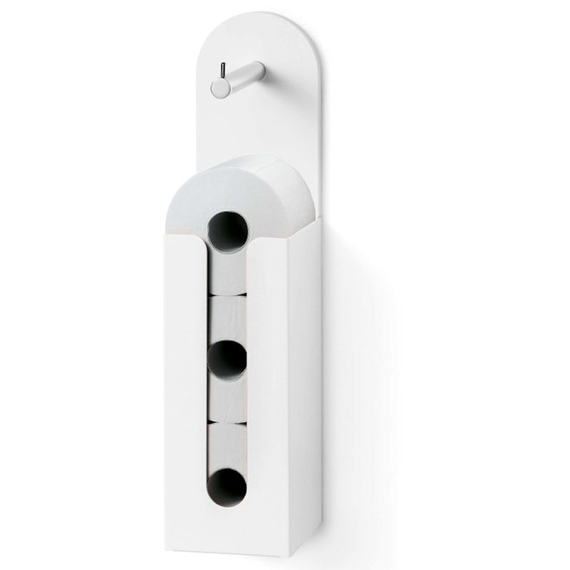 Porta Carta Igienica con Riserva per Rotoli in Alluminio e Mattstone Bianco Lineabeta collezione Saeta
