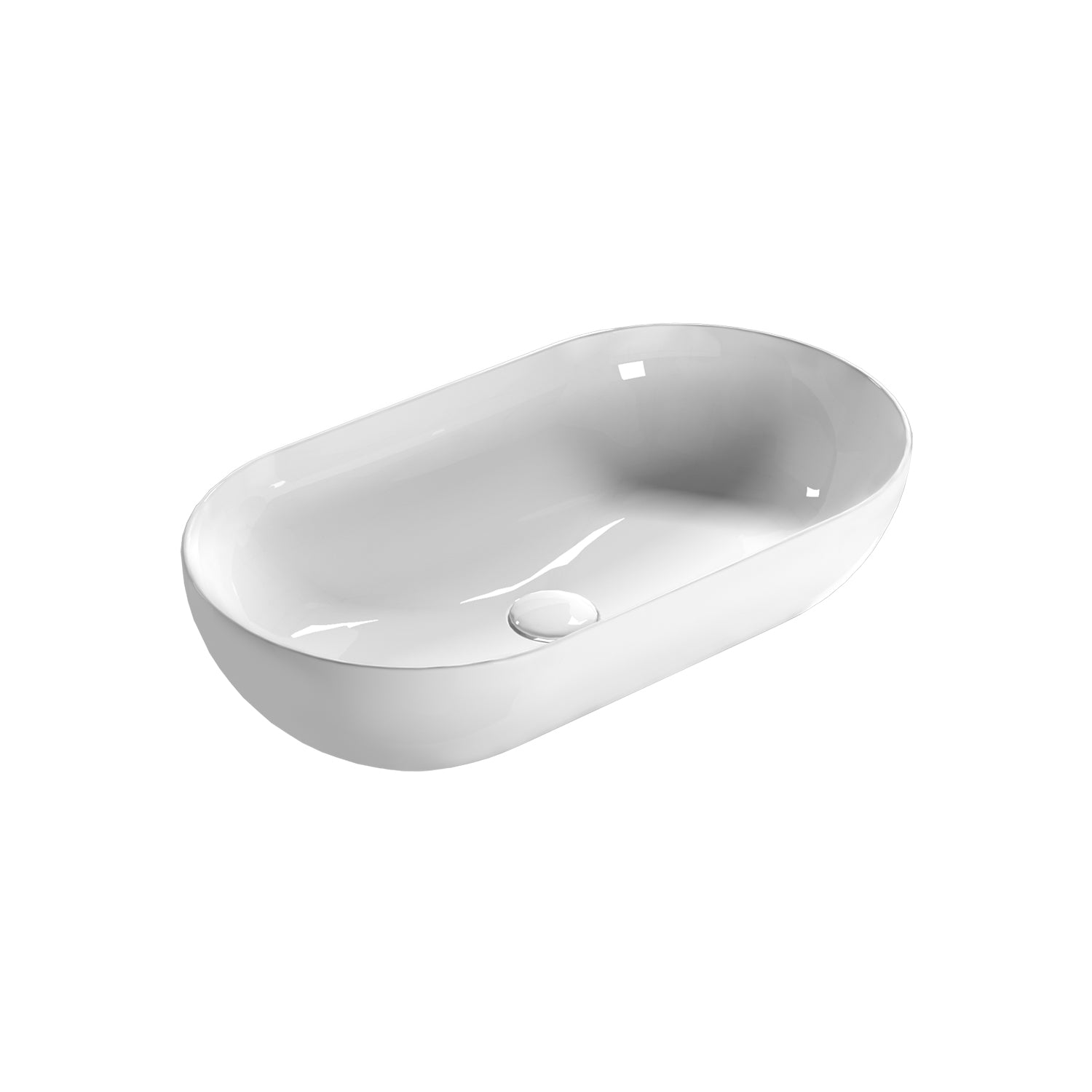 Lavabo da appoggio T-Edge 65x36 cm Ceramica Globo - Bianco lucido