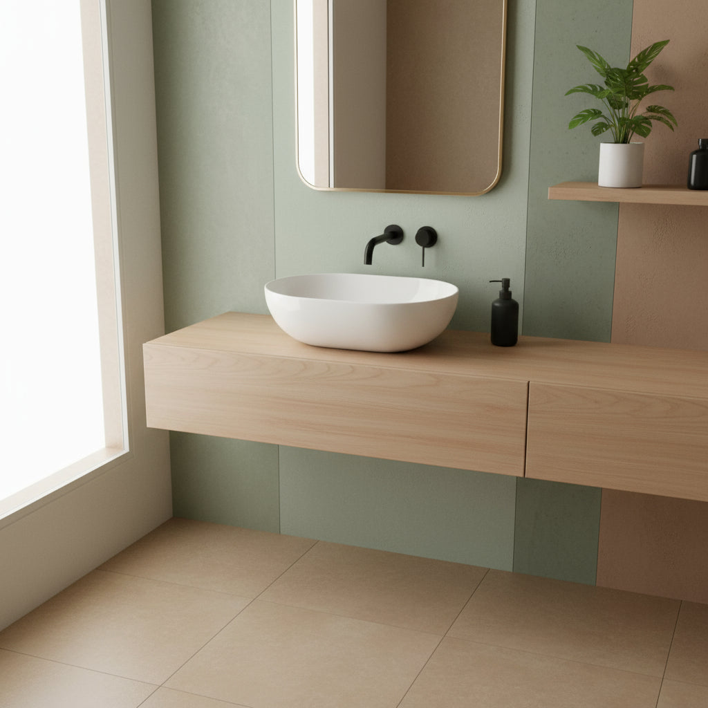 Lavabo da appoggio T-Edge 50x36 cm Ceramica Globo - Bianco lucido