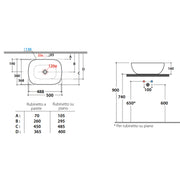 Lavabo da appoggio T-Edge 50x38 cm Ceramica Globo - Bianco lucido