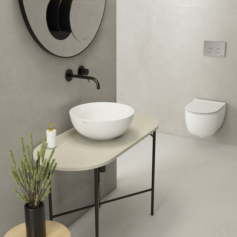 Lavabo tondo Globo T-Edge à˜42x16 cm - Bianco lucido