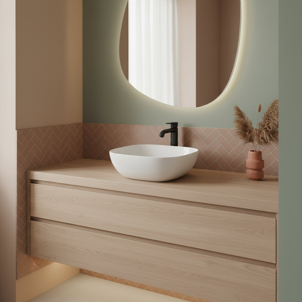 Lavabo da appoggio T-Edge 45x45 cm Ceramica Globo - Bianco lucido